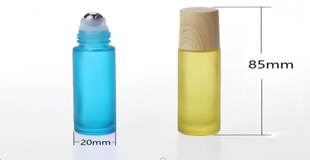 Frosted colorful wood grain cap roller bottle